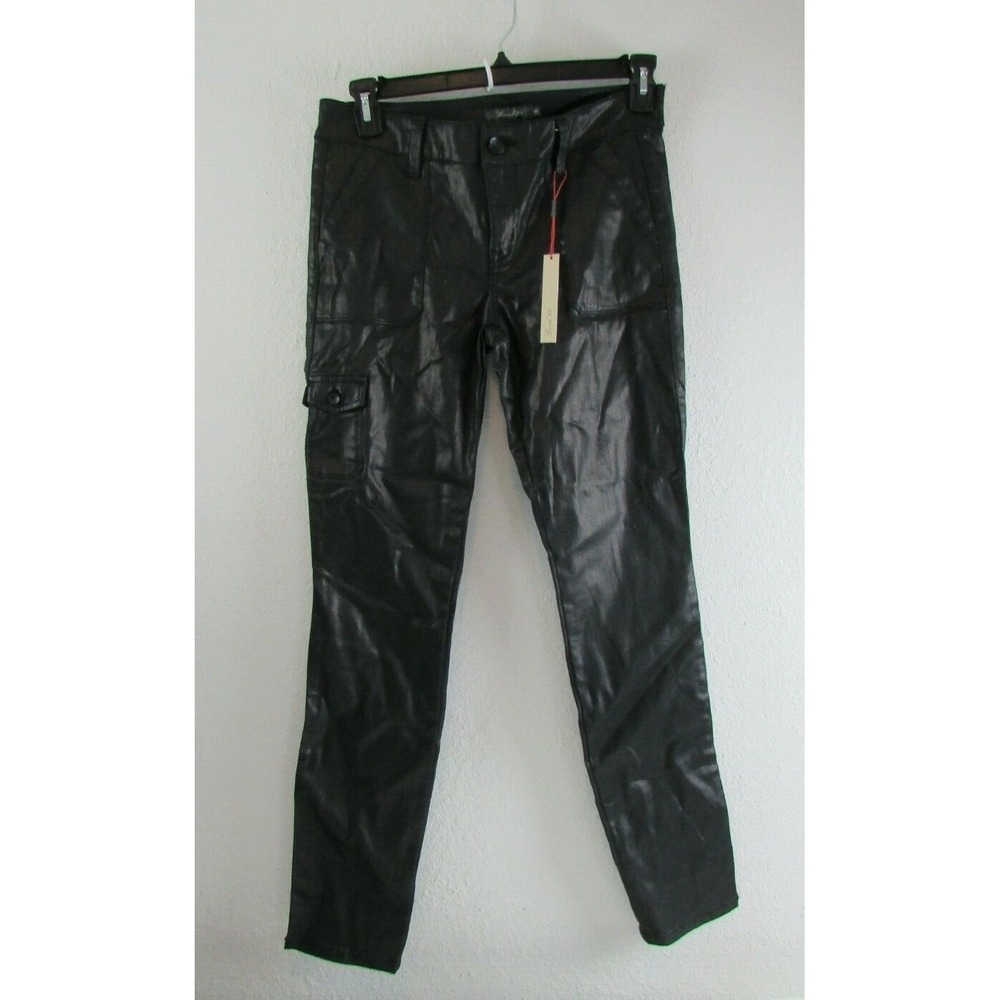 Level 99 Women Black Faux Leather Pants 30W